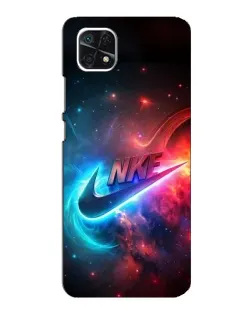 Чехол для Samsung Galaxy A22 5G с картинкой «Огненный логотип Nike»