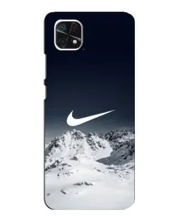 Чехол для Samsung Galaxy A22 5G с картинкой «Nike — зимние горы»
