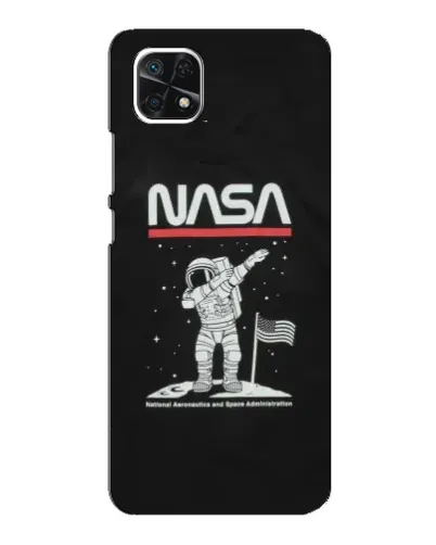 Чехол для Samsung Galaxy A22 5G с картинкой «NASA — шагаем по Луне»