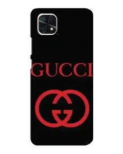 Чехол для Samsung Galaxy A22 5G с картинкой «Gucci — красный логотип»