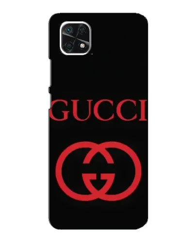 Чехол для Samsung Galaxy A22 5G с картинкой «Gucci — красный логотип»