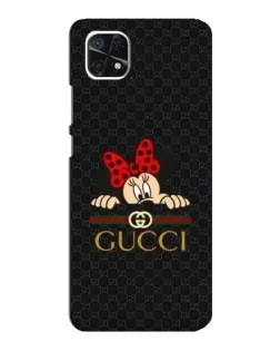 Чехол для Samsung Galaxy A22 5G с картинкой «Минни Маус Gucci — черный»