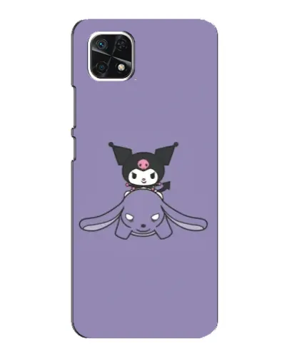 Чехол для Samsung Galaxy A22 5G с картинкой «Kuromi на лиловом фоне»
