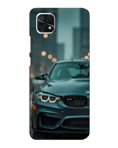 Чехол для Samsung Galaxy A22 5G с картинкой «BMW в огнях города»