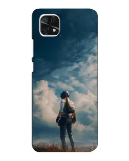 Чехол для Samsung Galaxy A22 5G с картинкой «Герой PUBG на скале»