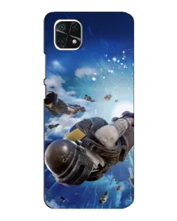 Чехол для Samsung Galaxy A22 5G с картинкой «Десант PUBG — прыжок»