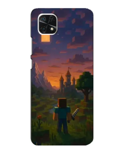 Чехол для Samsung Galaxy A22 5G с картинкой «Стив у башни» Чехол для Samsung Galaxy A22 5G с картинкой «Стив у башни»