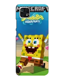 Чохол для Samsung Galaxy A22 5G з картинкою «Губка Боб Minecraft»