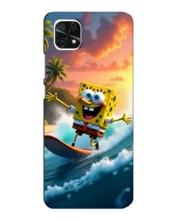 Чехол для Samsung Galaxy A22 5G с картинкой «Губка Боб серфингист»