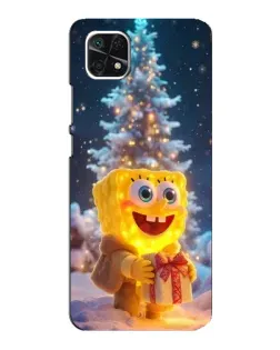Чехол для Samsung Galaxy A22 5G с картинкой «Рождественский Спанч Боб»