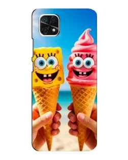 Чехол для Samsung Galaxy A22 5G с картинкой «Спанч Боб мороженое»