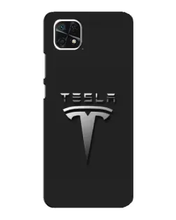Чехол для Samsung Galaxy A22 5G с картинкой «Стальной логотип Tesla»
