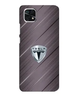 Чехол для Samsung Galaxy A22 5G с картинкой «Металлическая текстура Tesla»