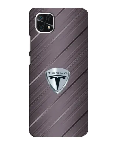 Чехол для Samsung Galaxy A22 5G с картинкой «Металлическая текстура Tesla»