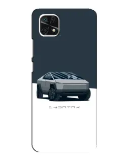 Чехол для Samsung Galaxy A22 5G с картинкой «Серебристый Cybertruck Tesla»