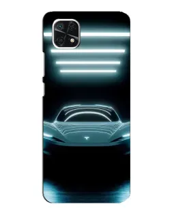 Чехол для Samsung Galaxy A22 5G с картинкой «Tesla в неоне»