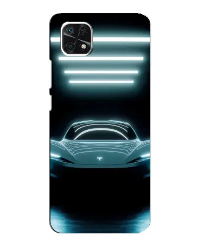 Чехол для Samsung Galaxy A22 5G с картинкой «Tesla в неоне»