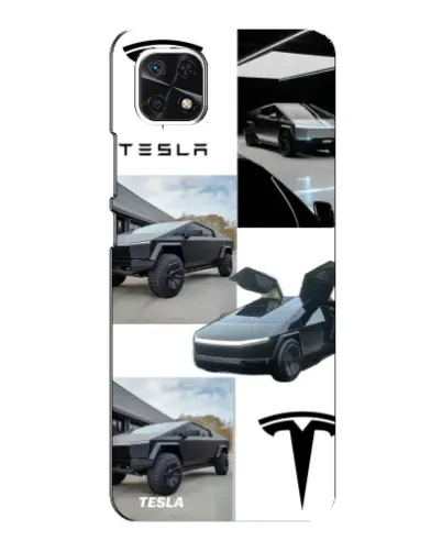 Чехол для Samsung Galaxy A22 5G с картинкой «Коллаж Cybertruck Tesla»