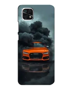Чехол для Samsung Galaxy A22 5G с картинкой «Audi в облаках дыма»