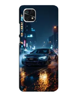 Чехол для Samsung Galaxy A22 5G с картинкой «Ночной город и Audi»