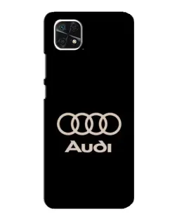 Чехол для Samsung Galaxy A22 5G с картинкой «Audi — золотой логотип»