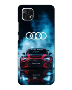 Чехол для Samsung Galaxy A22 5G с картинкой «Audi Sport — неон»
