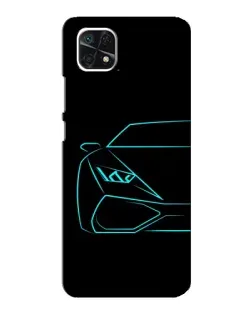 Чехол для Samsung Galaxy A22 5G с картинкой «Голубой силуэт Lamborghini»