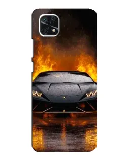 Чехол для Samsung Galaxy A22 5G с картинкой «Lamborghini в огне»
