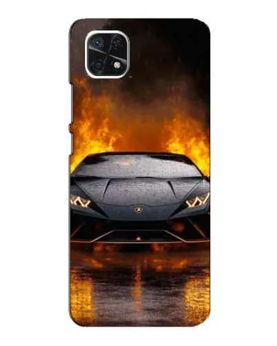 Чехол для Samsung Galaxy A22 5G с картинкой «Lamborghini в огне»