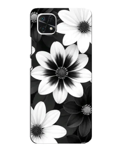 Чехол для Samsung Galaxy A22 5G с картинкой «Монохромные астры»