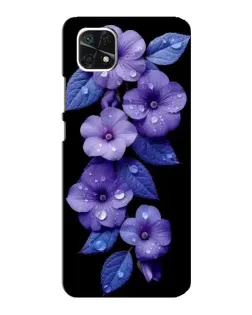 Чохол для Samsung Galaxy A22 5G з картинкою «Фіолетові квіти з росою»