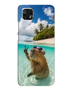 Чехол для Samsung Galaxy A22 5G с картинкой «Капибара на море»