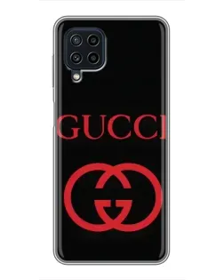 Чехол для Samsung Galaxy A22 с картинкой «Gucci — красный логотип»