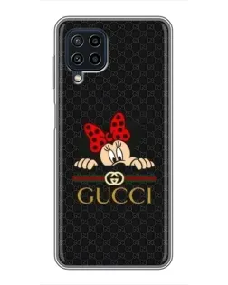 Чехол для Samsung Galaxy A22 с картинкой «Минни Маус Gucci — черный»