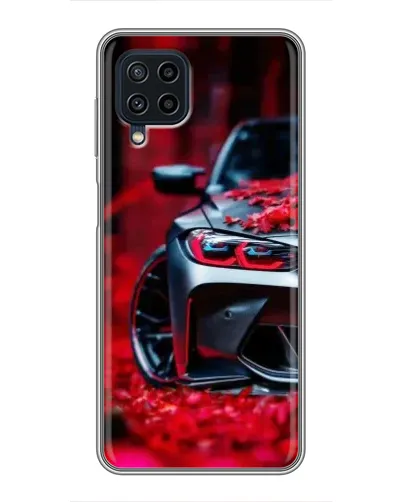 Чохол для Samsung Galaxy A22 з картинкою «Спортивна BMW та квіти»
