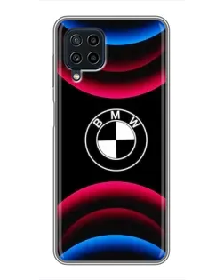 Чохол для Samsung Galaxy A22 з картинкою «Логотип BMW та неонові дуги»