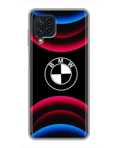 Чохол для Samsung Galaxy A22 з картинкою «Логотип BMW та неонові дуги»