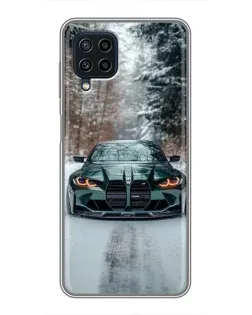 Чохол для Samsung Galaxy A22 з картинкою «BMW у зимовому лісі»