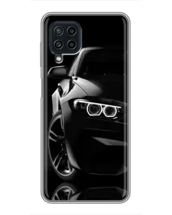 Чехол для Samsung Galaxy A22 с картинкой «Черная BMW — профиль»