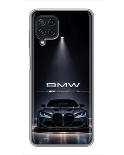 Чехол для Samsung Galaxy A22 с картинкой «BMW сквозь ночной город»