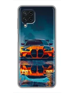 Чехол для Samsung Galaxy A22 с картинкой «BMW — золотая эмблема»