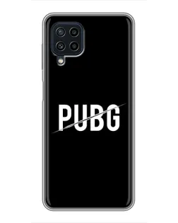 Чехол для Samsung Galaxy A22 с картинкой «PUBG — белый логотип»