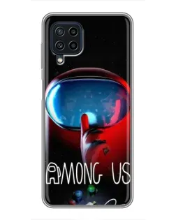 Чехол для Samsung Galaxy A22 с картинкой «Красный импостер — макро»