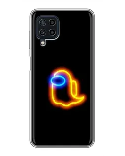 Чехол для Samsung Galaxy A22 с картинкой «Among Us неоновое сияние»