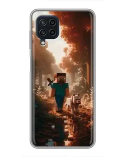 Чехол для Samsung Galaxy A22 с картинкой «Стив в лесу»