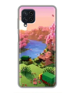 Чехол для Samsung Galaxy A22 с картинкой «Розовое дерево Minecraft»