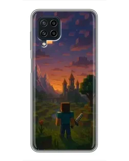 Чехол для Samsung Galaxy A22 с картинкой «Стив у башни»