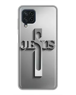 Чохол для Samsung Galaxy A22 з картинкою «Металевий хрест Jesus»