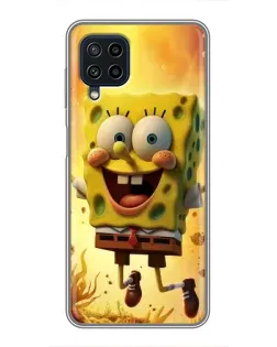 Чехол для Samsung Galaxy A22 с картинкой «Губка Боб прыгает»