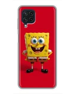 Чехол для Samsung Galaxy A22 с картинкой «Спанч Боб на красном»